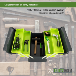 TRUTZHOLM työkalupakki, maalattu teräs, kokoontaitettava kahva, 30 kg, harmaa/vihreä