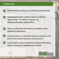 TRUTZHOLM työkalupakki, maalattu teräs, kokoontaitettava kahva, 30 kg, harmaa/vihreä