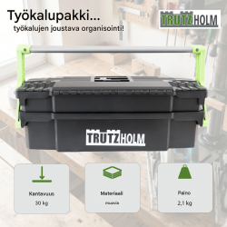 TRUTZHOLM työkalulaatikko, muovi, 48 x 24 x 21 cm, 30 kg, 8 väliseinää