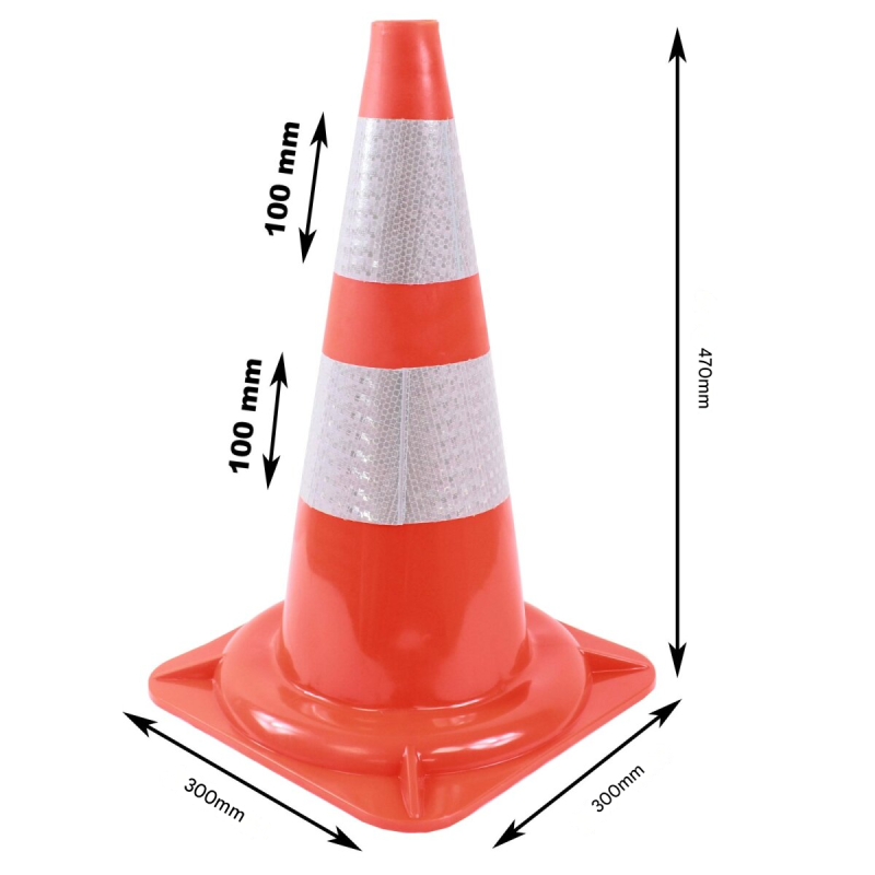 Liikennekartiosarja 10 kpl, oranssi, 47 cm, PVC, 2 heijastinraitaa