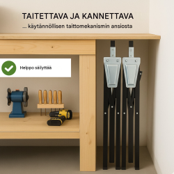 2 kpl TRUTZHOLM-työpukki, korkeussäädettävä 80–130 cm, teräs, musta, 400 kg