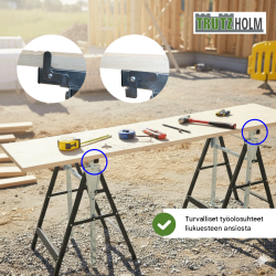 2 kpl TRUTZHOLM-työpukki, korkeussäädettävä 80–130 cm, teräs, musta, 400 kg