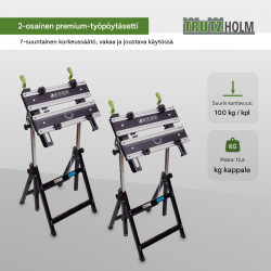 2 kpl TrutzHolm® Premium -työpöytä, kokoontaitettava, 7 korkeussäätöä, 100 kg
