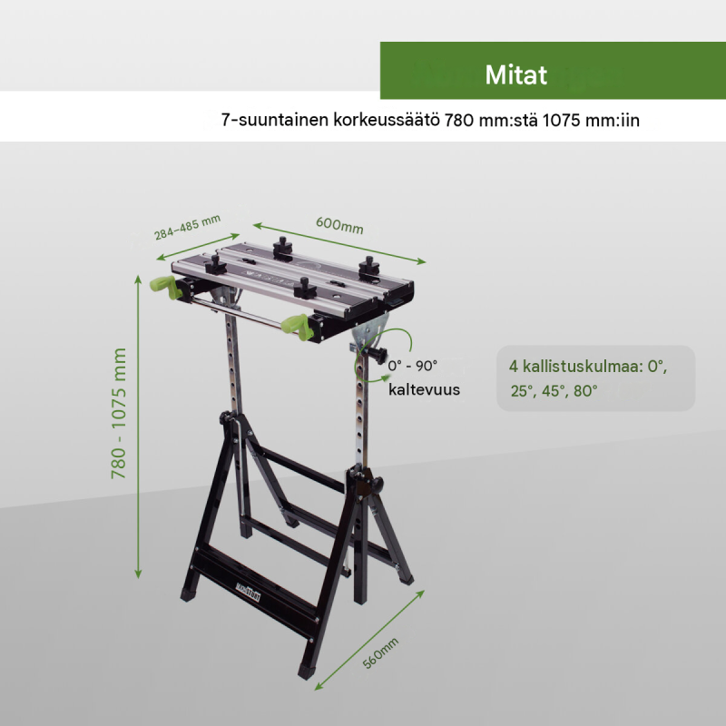 2 kpl TrutzHolm® Premium -työpöytä, kokoontaitettava, 7 korkeussäätöä, 100 kg