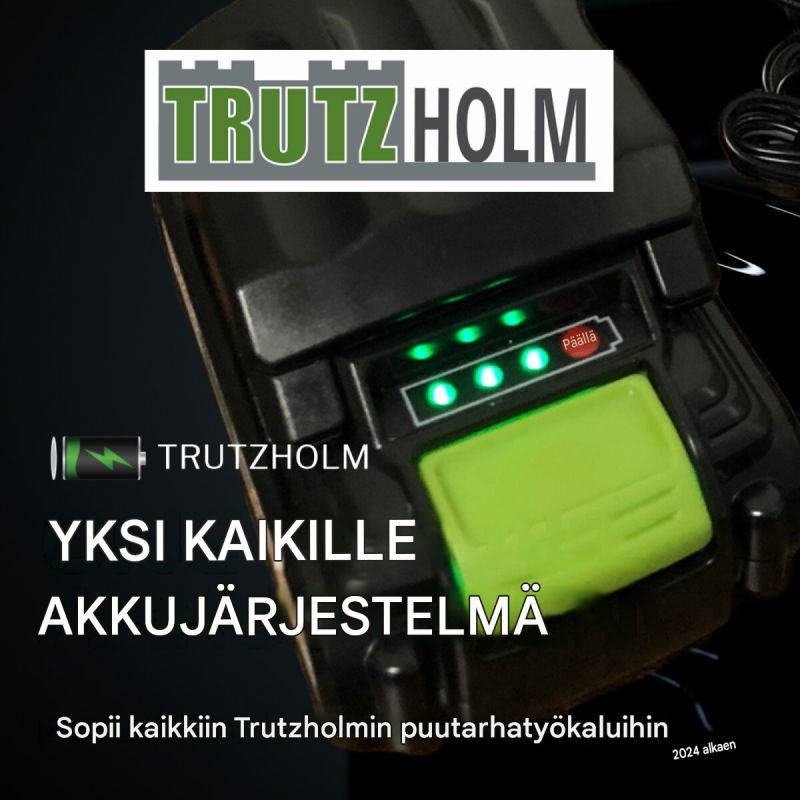 TRUTZHOLM 20 V Li-Ion-vara-akku, 2,0 Ah, ruohotrimmeriin, pensasleikkuriin ja ruohosaksiin