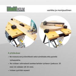 TrutzHolm® taittuva työpenkki 2 kpl, 100 kg, korkeussäädettävä, 850–1140 mm