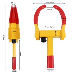 Rengaskynnet 2 kpl, turvalukko, 17–27,5 cm renkaat, teräs, keltainen ja punainen