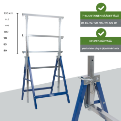 TRUTZHOLM työpukit 2 kpl, teräs, sininen, 7-portainen säätö 80–130 cm, 400 kg