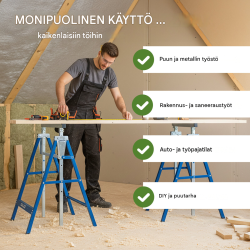 TRUTZHOLM työpukit 2 kpl, teräs, sininen, 7-portainen säätö 80–130 cm, 400 kg