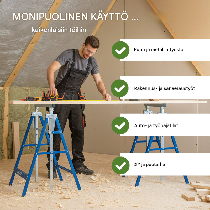 TRUTZHOLM työpukit 2 kpl, teräs, sininen, 7-portainen säätö 80–130 cm, 400 kg
