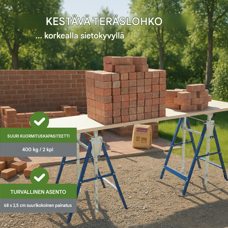 TRUTZHOLM työpukit 2 kpl, teräs, sininen, 7-portainen säätö 80–130 cm, 400 kg