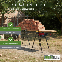 TRUTZHOLM kokoontaittuvat työpukit 2 kpl, teräs, 500 kg per pukki, 1000 kg yhteensä
