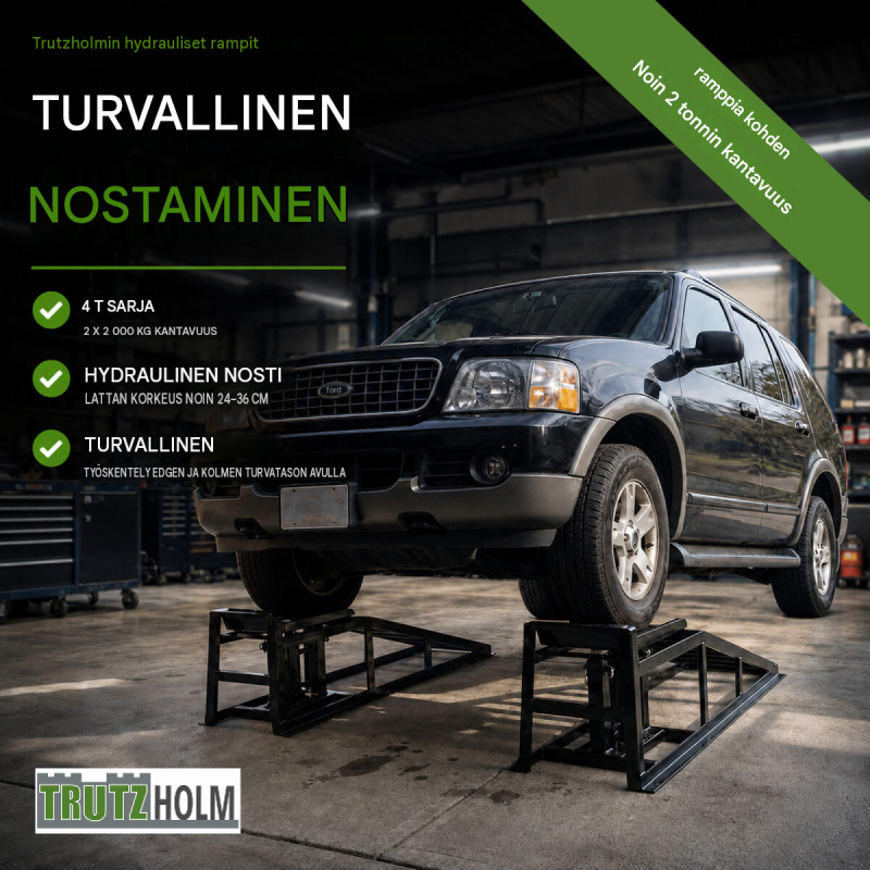 Hydrauliset ajosillat 2 kpl, tunkki, 4000 kg, 24–36 cm, teräs, musta