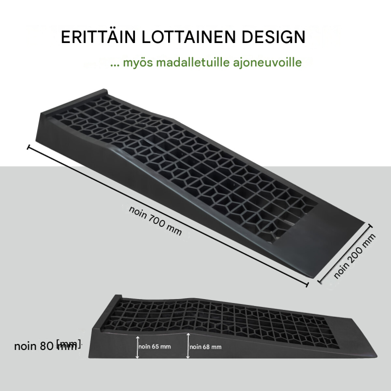 TRUTZHOLM-ajoluiskat 2 kpl, muovi, 700 x 200 x 80 mm, 3000 kg paria kohti