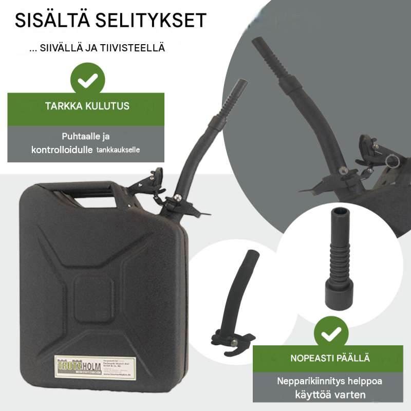 TRUTZHOLM metallikanisteri 2 x 20 l, musta, UN-hyväksytty, kaatoletkut ja pidikkeet