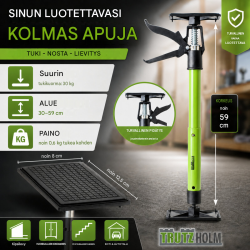 TRUTZHOLM-yksikätuki 2 kpl, 30–59 cm, 30 kg, kallistuvat tukilevyt