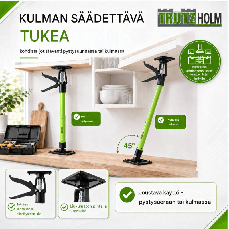 TRUTZHOLM-yksikätuki 2 kpl, 30–59 cm, 30 kg, kallistuvat tukilevyt