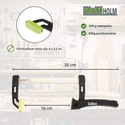 TRUTZHOLM yksikätinen pikapuristin 2 kpl, 80 kg, 16-30 cm