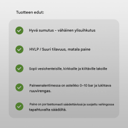 HVLP-maaliruiskut 2 kpl, paineensäädin, suuttimet 0,8 ja 1,4 mm, 600 ml:n kupit