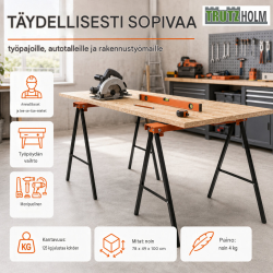 TRUTZHOLM taittopukit 2 kpl, teräs, 125 kg pukilta, 250 kg pareittain, 78 x 49 x 100 cm
