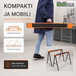 TRUTZHOLM taittopukit 2 kpl, teräs, 125 kg pukilta, 250 kg pareittain, 78 x 49 x 100 cm