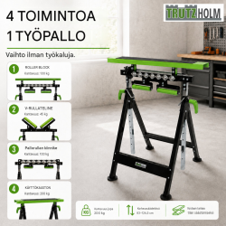 TRUTZHOLM 4-in-1-monitoimityöpukki 2 kpl, korkeussäädettävä, taitettava, 200 kg