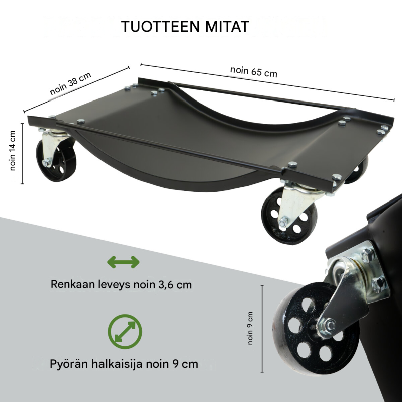 TRUTZHOLM auton siirtosarja 2 kpl, teräs, 900 kg, 360° kääntyvät rullat