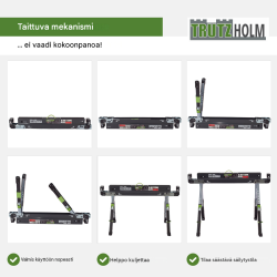 TRUTZHOLM 2.0 Deluxe sahapukit 2 kpl, 9-portainen korkeudensäätö, 650 kg/pukki, teräs