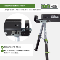 TRUTZHOLM 2.0 Deluxe sahapukit 2 kpl, 9-portainen korkeudensäätö, 650 kg/pukki, teräs