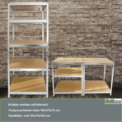 Raskaan kuorman hylly 2 kpl, 180 x 75 x 75 cm, 875 kg, 5 tasoa, sinkitty metalli