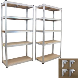 Raskas säilytyshylly 2 kpl sinkitty metalli 5 MDF tasoa 180 x 90 x 40 cm 875 kg