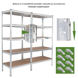 TRUTZHOLM raskaan kuorman hylly 2 kpl, 180 x 90 x 60 cm, sinkitty teräs, 875 kg-hylly ensiasentaja