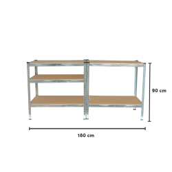 TRUTZHOLM raskaan kuorman hylly 2 kpl, 180 x 90 x 60 cm, sinkitty teräs, 875 kg-hylly ensiasentaja