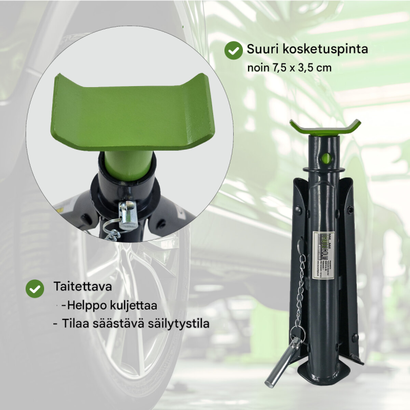 TRUTZHOLM-ajoneuvon tukipukit 2 kpl, säädettävä, 2, 3, 6 tai 12 t per kappale