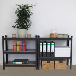 2 kpl TRUTZHOLM-hylly, 150 x 75 x 30 cm, mattamusta teräs, 650 kg-hyllykapasiteetti