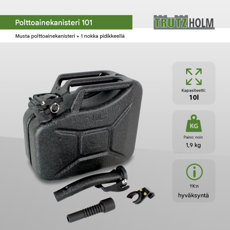 Metallikanisteri 3 kpl, 10 l, musta, teräs, kaatonokat ja pidikkeet