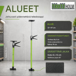 3 kpl teleskooppisia oven asennustukia, 57 - 117 cm, 30 kg, vihreä