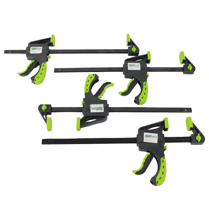 Yksikätiset pikakiristimet 4 kpl, 0–300 mm, levitysalue 140–460 mm, musta / vihreä