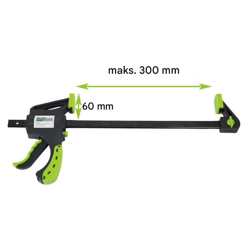 Yksikätiset pikakiristimet 4 kpl, 0–300 mm, levitysalue 140–460 mm, musta / vihreä