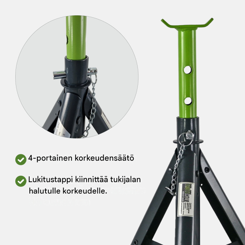 Ajoneuvon tukipukit 4 kpl, korkeussäädettävät, 280–430 mm, teräs, vihreä/anthrasiitti