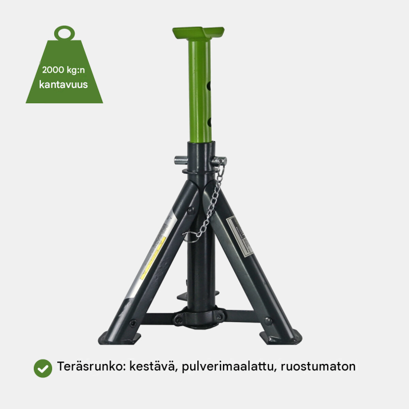 Ajoneuvon tukipukit 4 kpl, korkeussäädettävät, 280–430 mm, teräs, vihreä/anthrasiitti