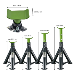 Ajoneuvon tukipukit 4 kpl, korkeussäädettävät, 280–430 mm, teräs, vihreä/anthrasiitti