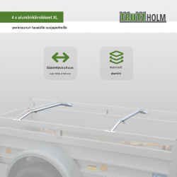 Perävaunun tasopeitteen tuet 4 kpl, alumiini, XL, 1320–2100 mm