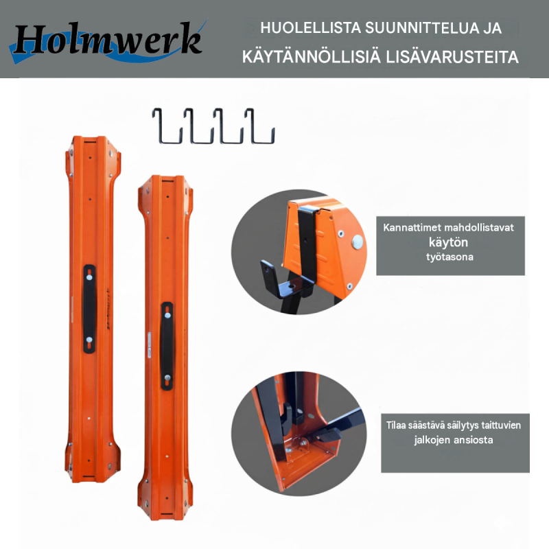 Kokoontaitettava metallinen työpukki 4 kpl, enintään 500 kg pukilta, kantokahvat, 3,7 kg pukilta