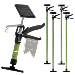 Teleskooppituki 4 kpl 115 290 cm kallistettavat PVC tukilevyt 30 kg per tuki