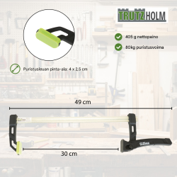 TRUTZHOLM-yksikätinen puristin 4 kpl, 80 kg, 30 cm, alumiinia