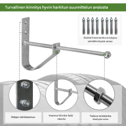 Vannekoukut 4 kpl autonrenkaille ja vanteille, teräs, 18 x 23 cm, enintään 20 kg/kpl