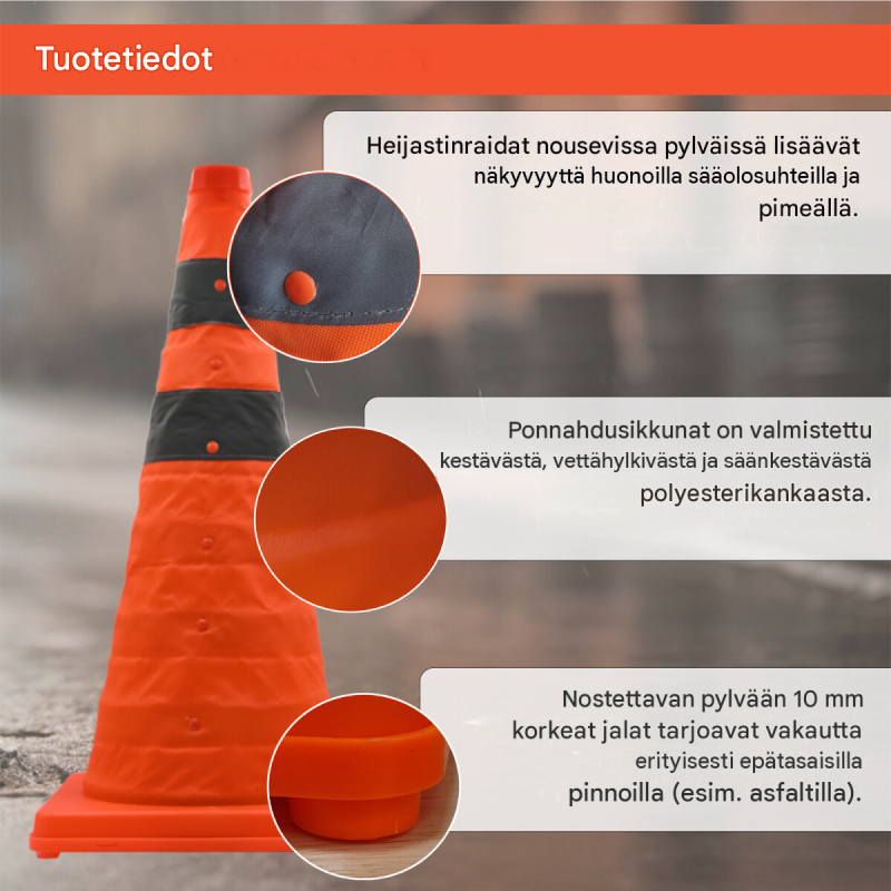 TRUTZHOLM varoituspylväs 4 kpl, taitettava, heijastava, oranssi, 45 cm