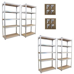 Varastohylly 4 kpl 180 x 90 x 40 cm 5 MDF tasoa 875 kg hyllyä kohden