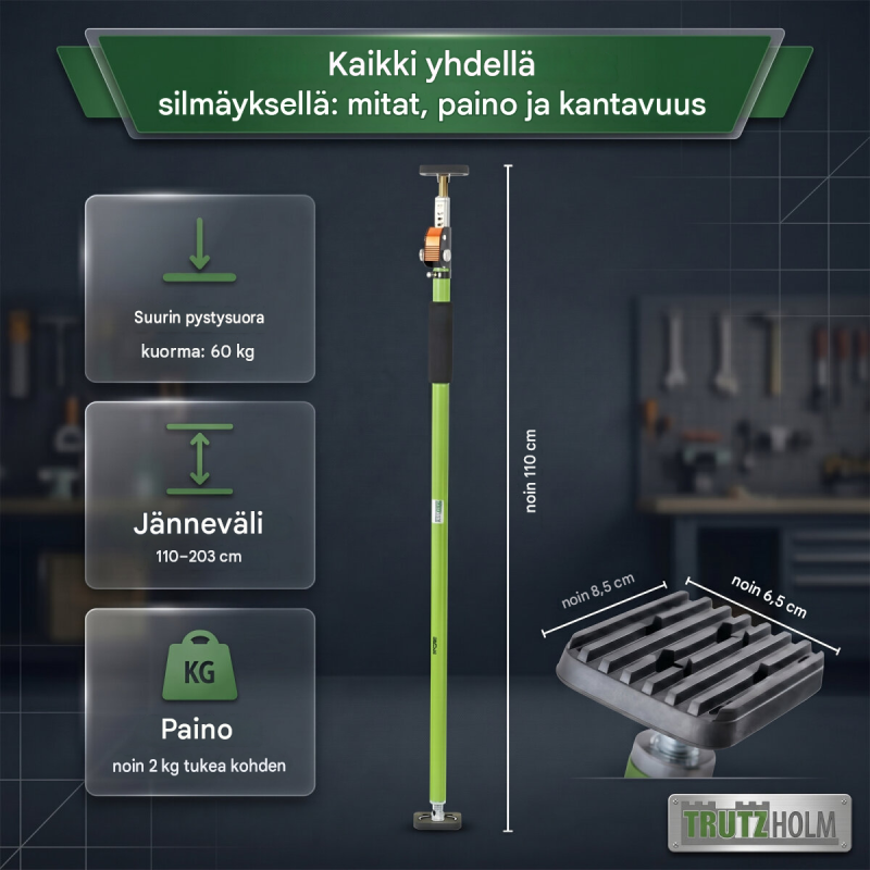 TRUTZHOLM yhden käden asennustuki 8 kpl, 110–203 cm, enintään 60 kg
